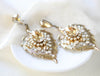 Antique Gold Floral Bridal earrings with Austrian crystals - AMBER