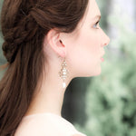 Antique gold pearl drop and crystal golden shadow bridal earrings - Treasures by Agnes