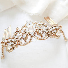 Antique gold vintage inspired Bridal hair piece - SELENA - Treasures by Agnes