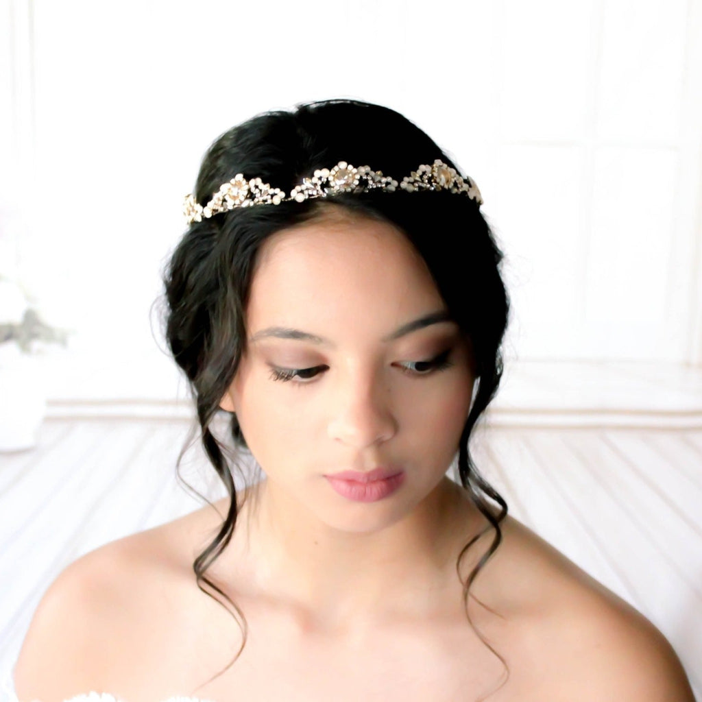 Antique gold Vintage style Bridal tiara with Austrian crystals  - NAOMI