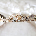 Antique gold Vintage style Bridal tiara with Austrian crystals  - NAOMI
