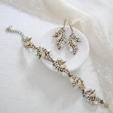 Antique gold Floral Bridal bracelet with Austrian crystals- EMERY