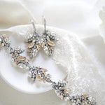Antique gold Floral Bridal bracelet with Austrian crystals- EMERY