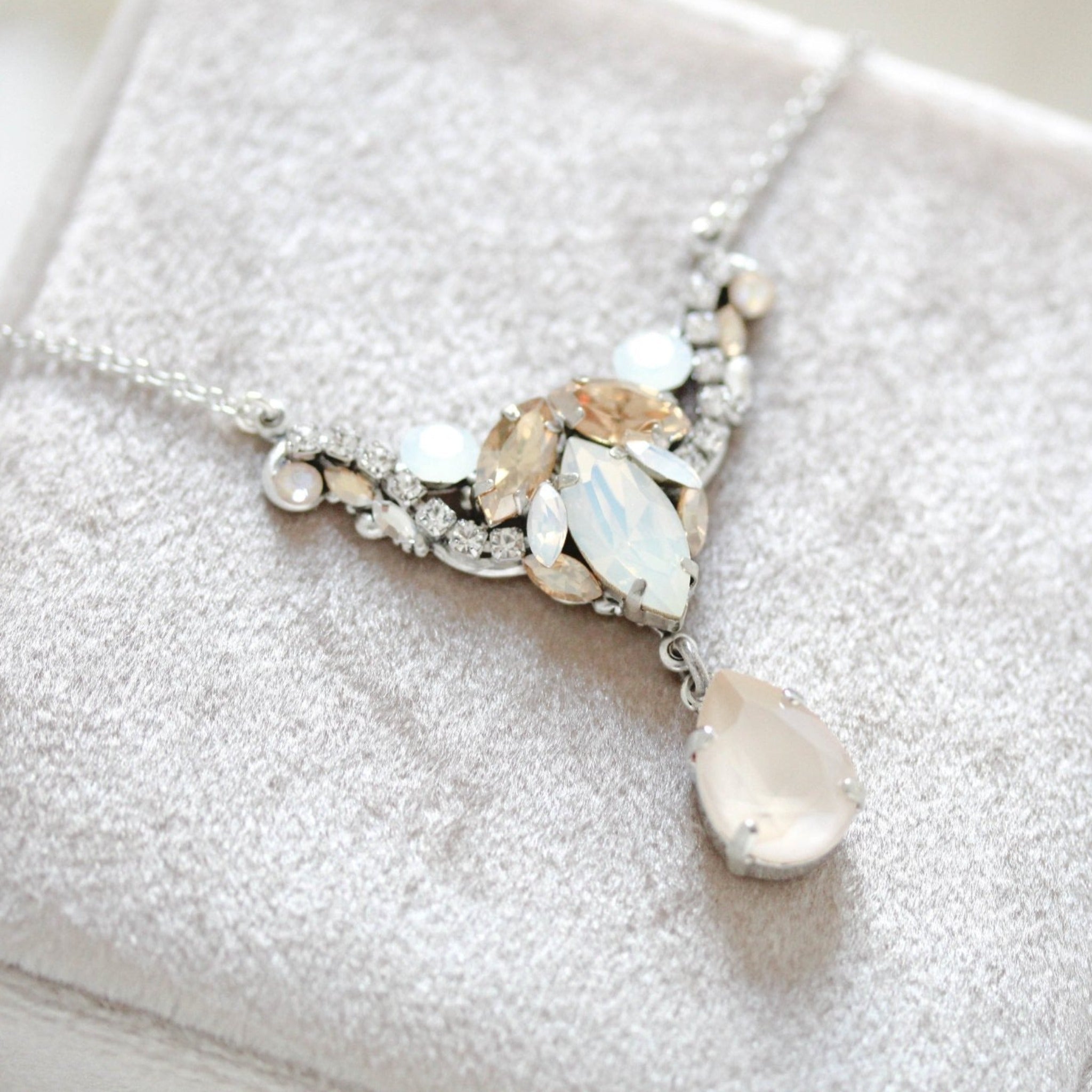 Antique gold Crystal Bridal necklace for Wedding - SARAH