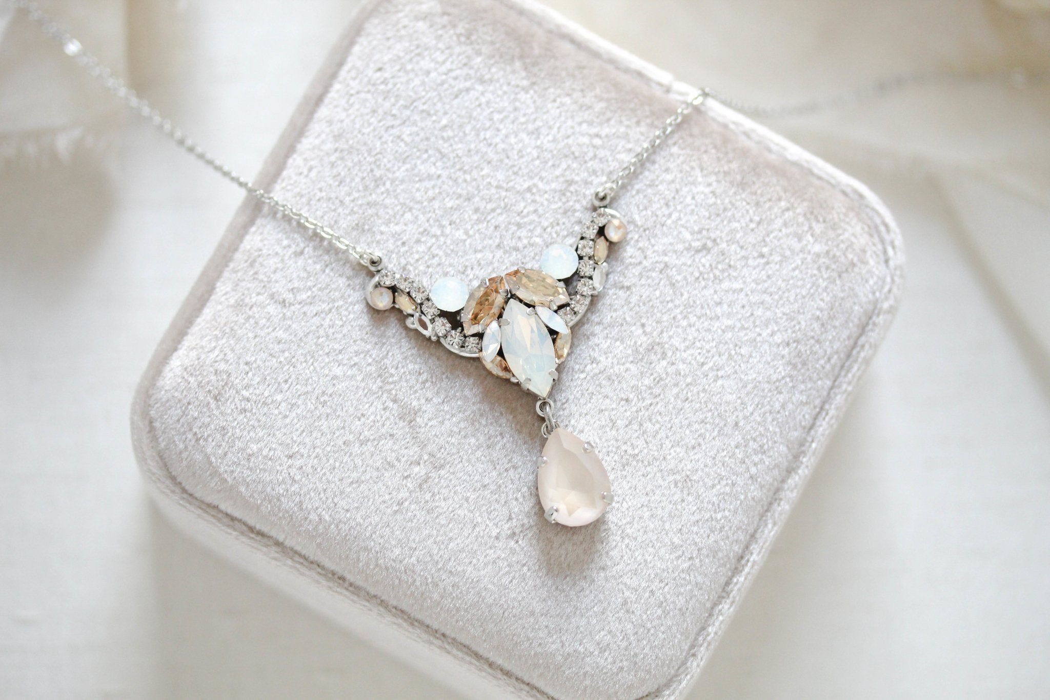 Antique gold Crystal Bridal necklace for Wedding - SARAH