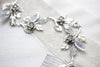 Antique silver Bridal hair vine with crystal leaves - ELENA - Treasures by Agnes