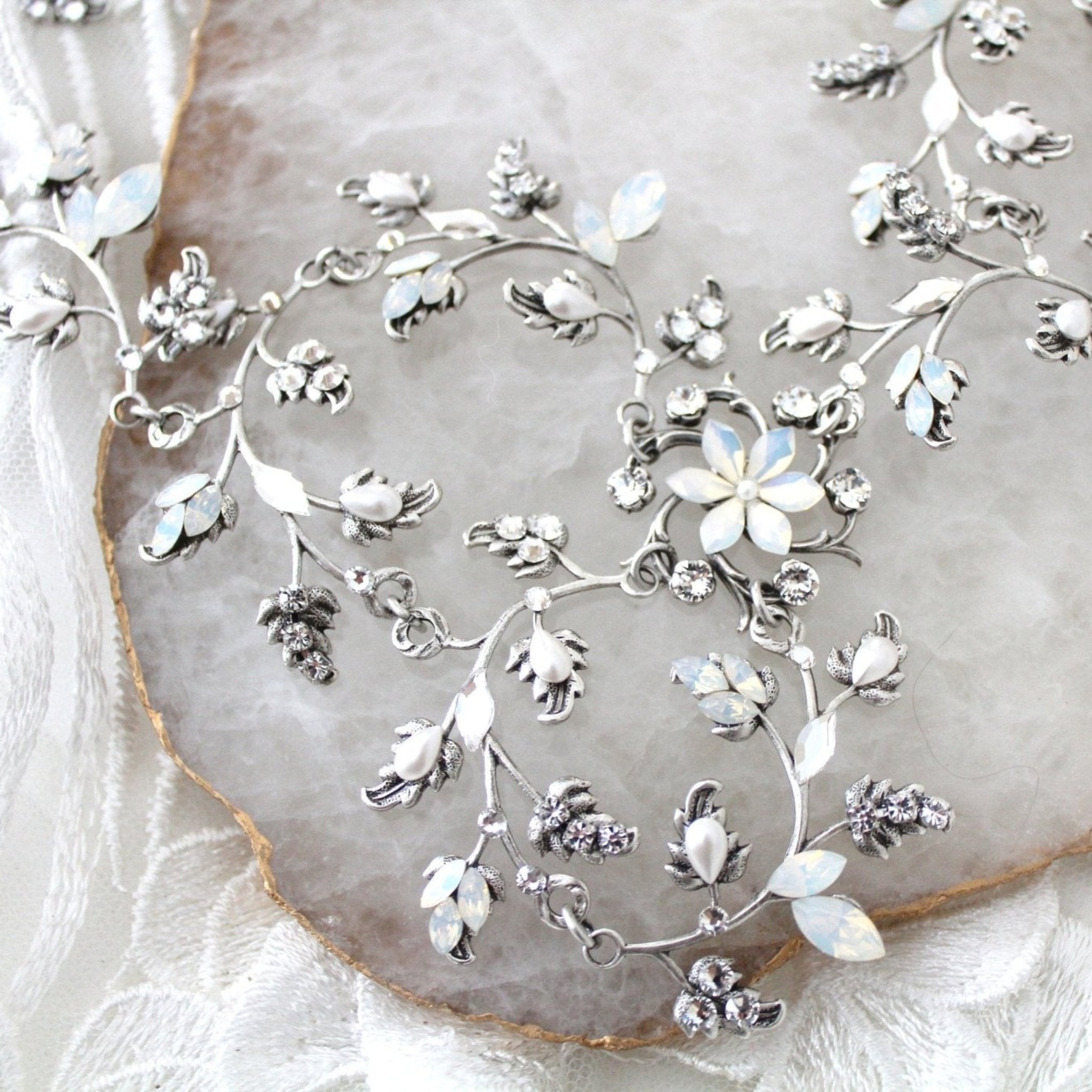 Antique silver Vintage style Boho Wedding headpiece - ABIGAIL - Treasures by Agnes