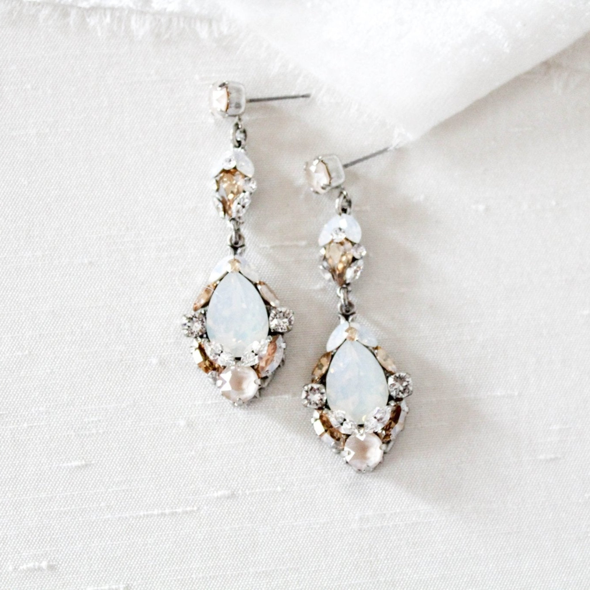 Antique silver vintage style crystal Bridal earrings - SKYLAR - Treasures by Agnes