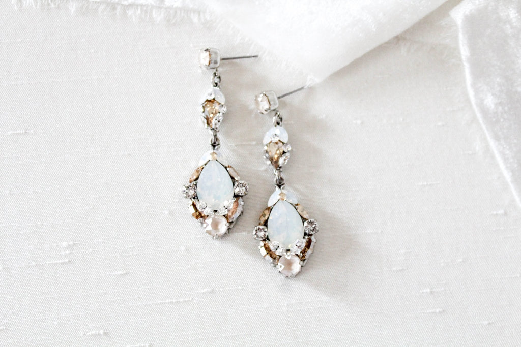 Antique silver vintage style crystal Bridal earrings - SKYLAR - Treasures by Agnes