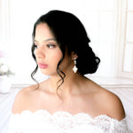 Antique silver vintage style crystal Bridal earrings - SKYLAR - Treasures by Agnes