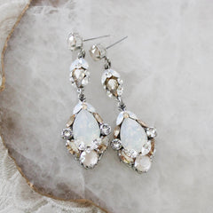 Antique silver vintage style crystal Bridal earrings - SKYLAR - Treasures by Agnes
