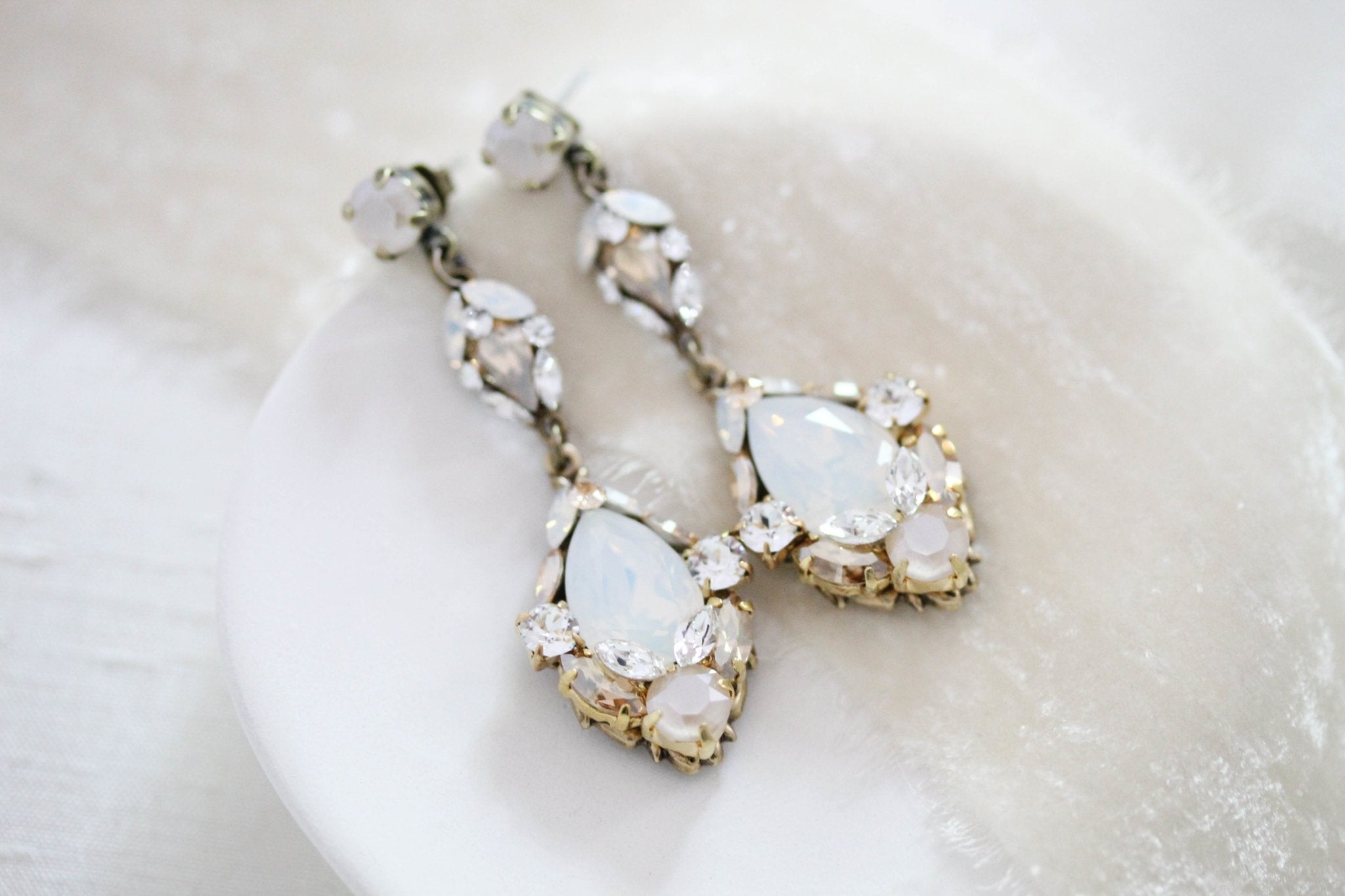 Antique silver vintage style crystal Bridal earrings - SKYLAR - Treasures by Agnes