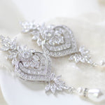 Art Deco Bridal statement earrings with pearl drops - EMMA - Treasures by Agnes