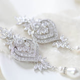 Art Deco Bridal statement earrings with pearl drops - EMMA - Treasures by Agnes