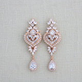 Art Deco Bridal statement earrings with pearl drops - EMMA - Treasures by Agnes