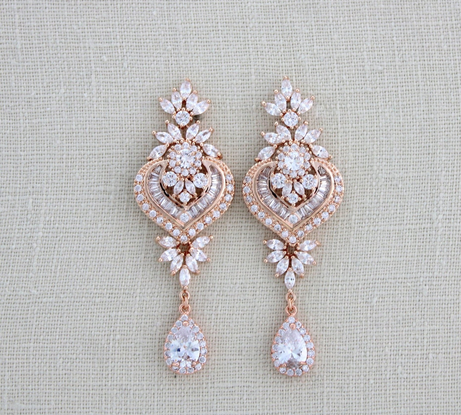 Art Deco Bridal statement earrings with pearl drops - EMMA - Treasures by Agnes