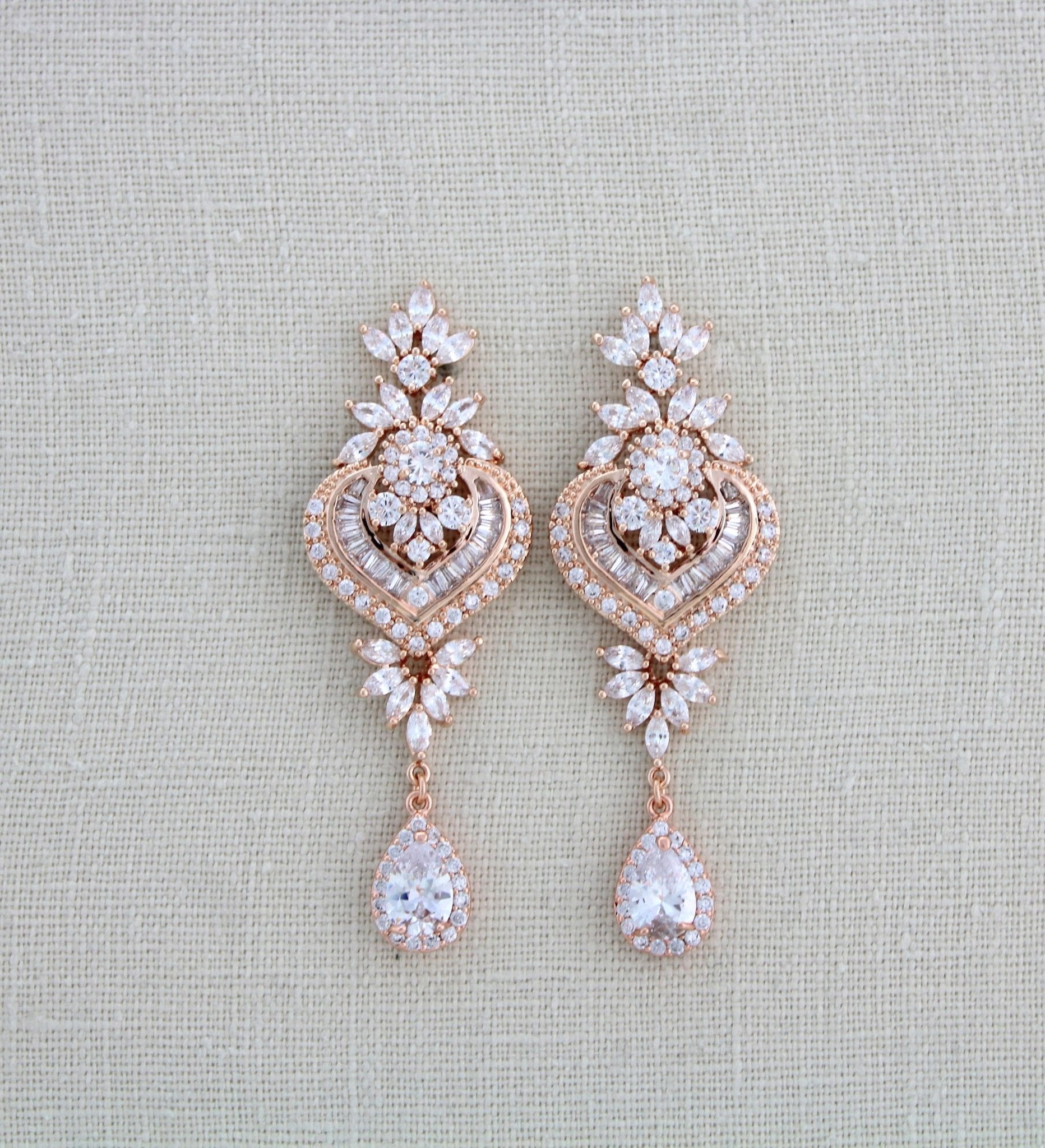 Art Deco Bridal statement earrings with pearl drops - EMMA - Treasures by Agnes