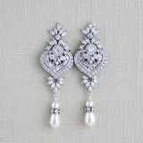 Art Deco Bridal statement earrings with pearl drops - EMMA - Treasures by Agnes