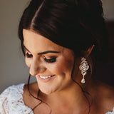 Art Deco Bridal statement earrings with pearl drops - EMMA - Treasures by Agnes