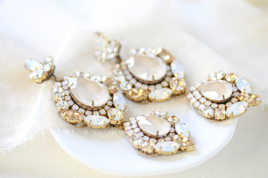 Austrian crystal Statement Bridal earrings - GIANNA - Treasures by Agnes