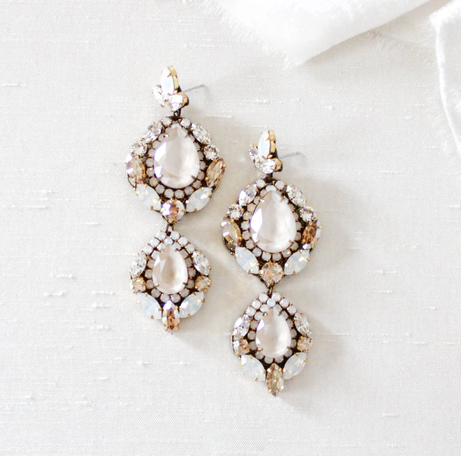 Austrian crystal Statement Bridal earrings - GIANNA - Treasures by Agnes