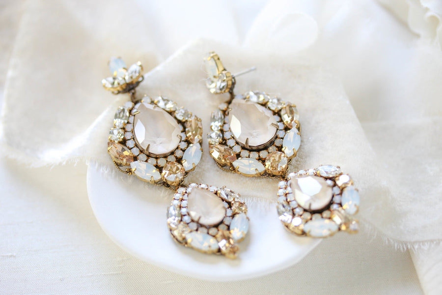 Austrian crystal Statement Bridal earrings - GIANNA - Treasures by Agnes