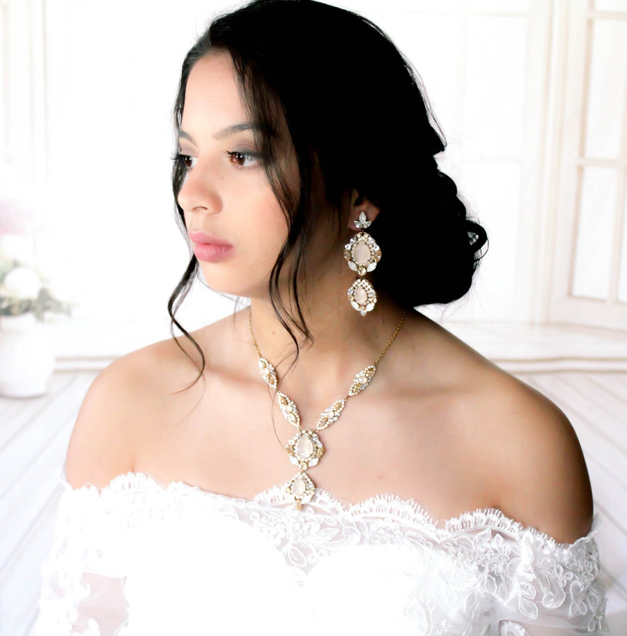 Austrian crystal Statement Bridal earrings - GIANNA - Treasures by Agnes
