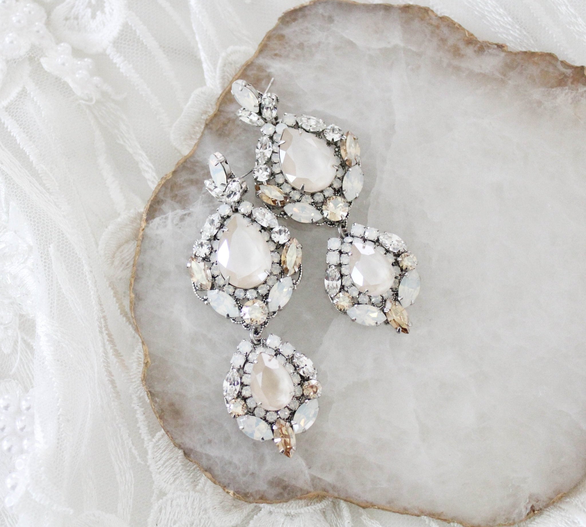 Austrian crystal Statement Bridal earrings - GIANNA - Treasures by Agnes