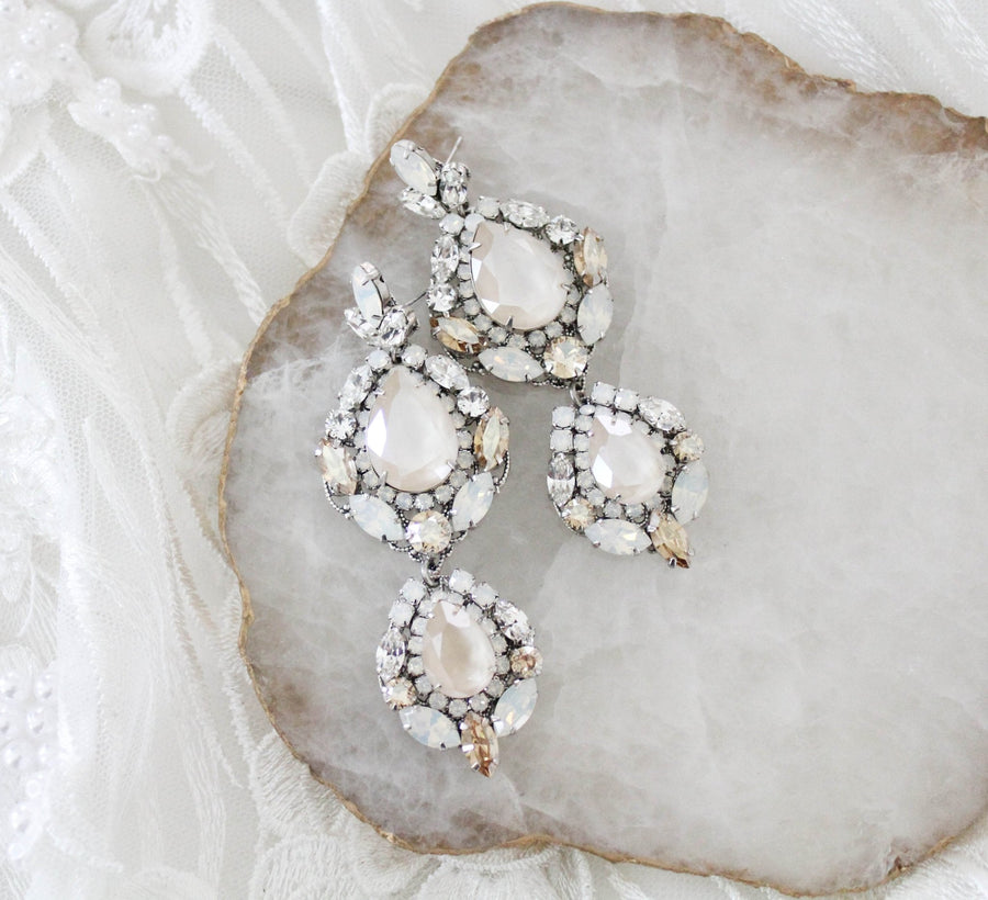 Austrian crystal Statement Bridal earrings - GIANNA - Treasures by Agnes