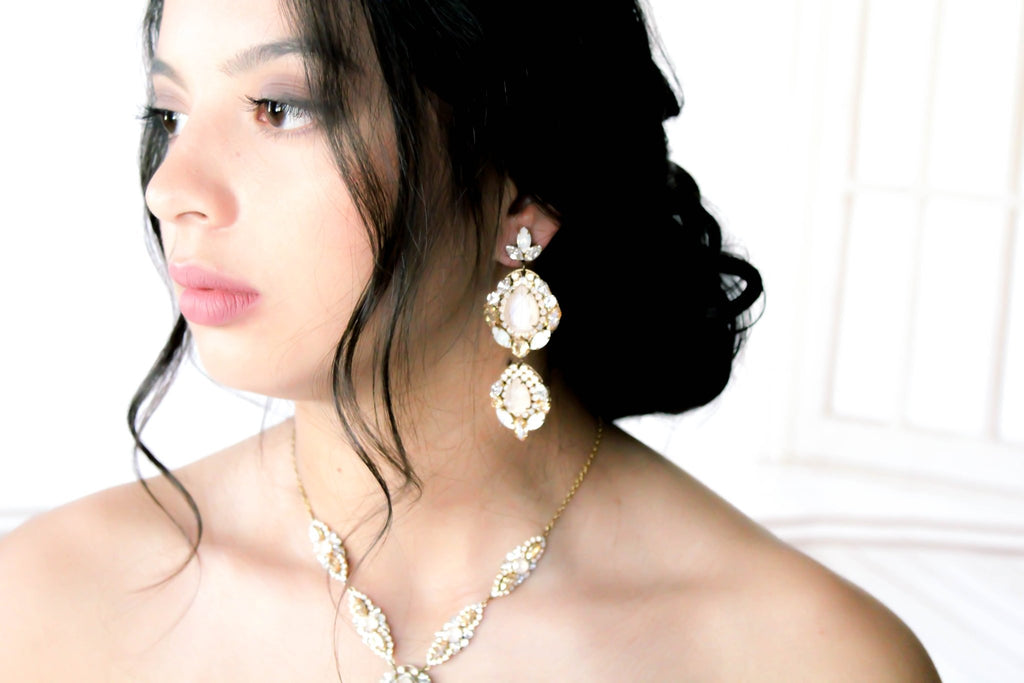 Austrian crystal Statement Bridal earrings - GIANNA - Treasures by Agnes