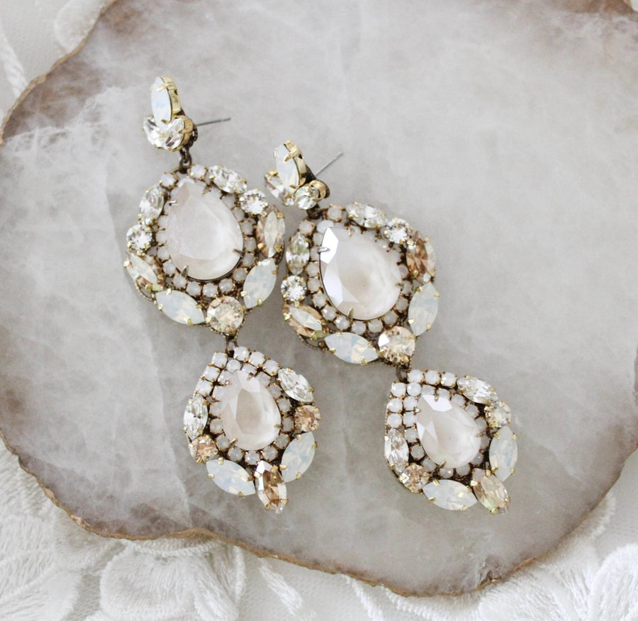 Austrian crystal Statement Bridal earrings - GIANNA - Treasures by Agnes