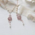 Backdrop necklace Bridal jewelry Wedding back necklace Cubic zirconia and pearls - EMMA - Treasures by Agnes