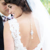 Backdrop necklace Bridal jewelry Wedding back necklace Cubic zirconia and pearls - EMMA - Treasures by Agnes