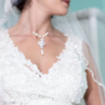 Backdrop necklace Bridal jewelry Wedding back necklace Cubic zirconia and pearls - EMMA - Treasures by Agnes