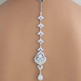 Bridal Backdrop necklace Crystal Wedding jewelry - EMMA - Treasures by Agnes