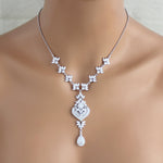 Bridal Backdrop necklace Crystal Wedding jewelry - EMMA - Treasures by Agnes