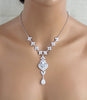 Bridal Backdrop necklace Crystal Wedding jewelry - EMMA - Treasures by Agnes