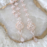 Bridal Backdrop necklace Crystal Wedding jewelry - EMMA - Treasures by Agnes