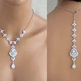Bridal Backdrop necklace Crystal Wedding jewelry - EMMA - Treasures by Agnes