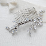 Bridal hair comb with vine design and white opal crystal accents - APRILLE - Treasures by Agnes