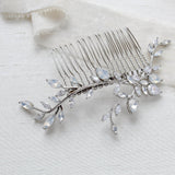 Bridal hair comb with vine design and white opal crystal accents - APRILLE - Treasures by Agnes