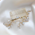 Bridal hair comb with vine design and white opal crystal accents - APRILLE - Treasures by Agnes