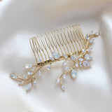 Bridal hair comb with vine design and white opal crystal accents - APRILLE - Treasures by Agnes
