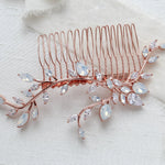Bridal hair comb with vine design and white opal crystal accents - APRILLE - Treasures by Agnes