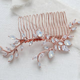 Bridal hair comb with vine design and white opal crystal accents - APRILLE - Treasures by Agnes