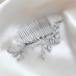 Bridal hair comb with vine design and white opal crystal accents - APRILLE - Treasures by Agnes