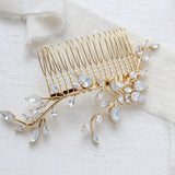 Bridal hair comb with vine design and white opal crystal accents - APRILLE - Treasures by Agnes