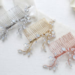 Bridal hair comb with vine design and white opal crystal accents - APRILLE - Treasures by Agnes