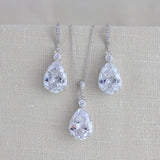 Bridal jewelry set with Cubic zirconia stones, Bridesmaid necklace and earrings - PEYTON - Treasures by Agnes