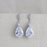 Bridal jewelry set with Cubic zirconia stones, Bridesmaid necklace and earrings - PEYTON - Treasures by Agnes
